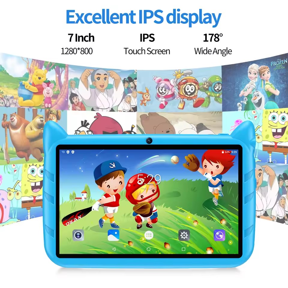 New 5G WiFi 7 Inch Study Education Kids Tablet Quad Core 4GB RAM 64GB ROM Dual Cameras Children's Gift Tablet Pc Android 13