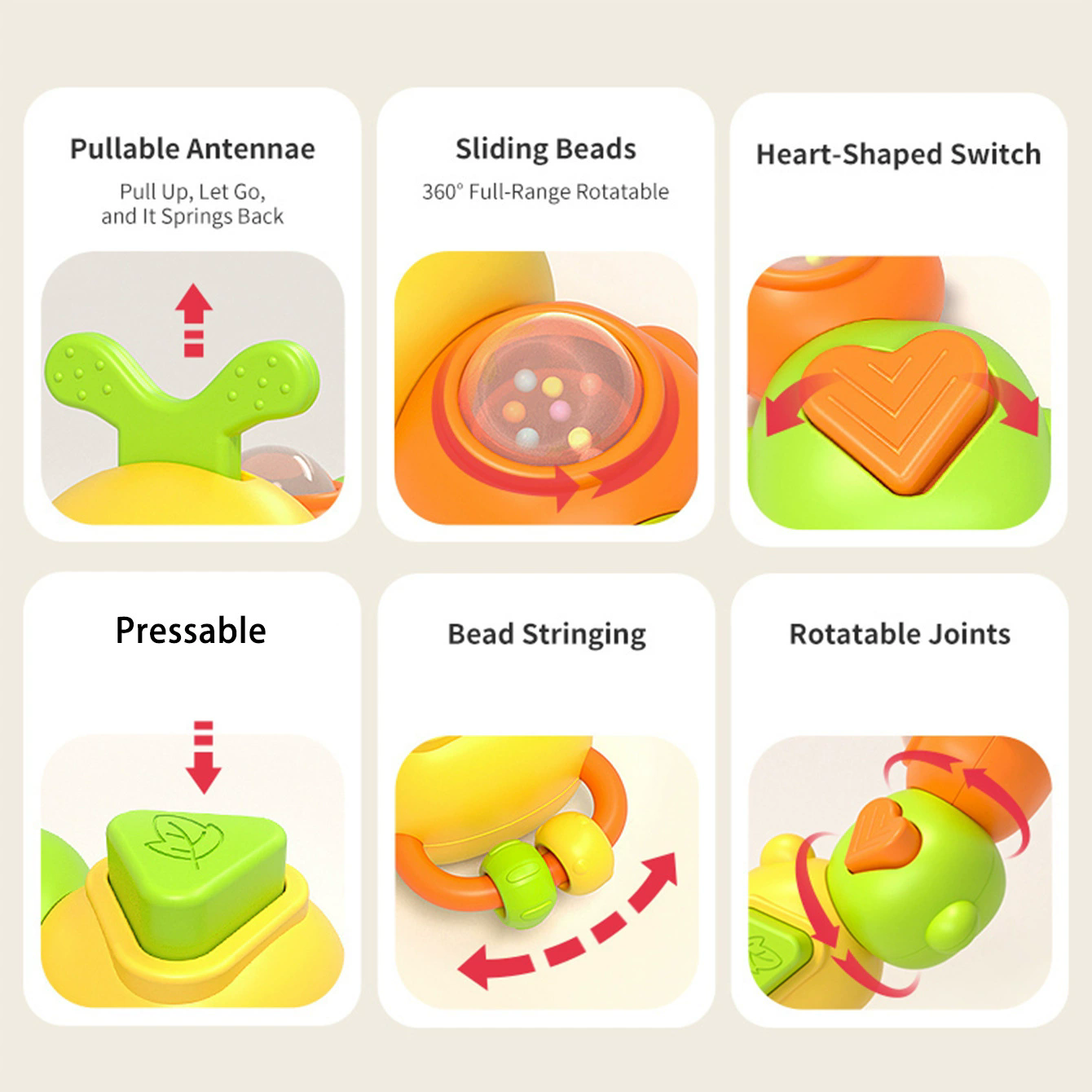Baby Ringing Toy Cartoon Caterpillar Baby Gripping Finger Collaborative Training Soothing Puzzle Toy Parent Child Interaction