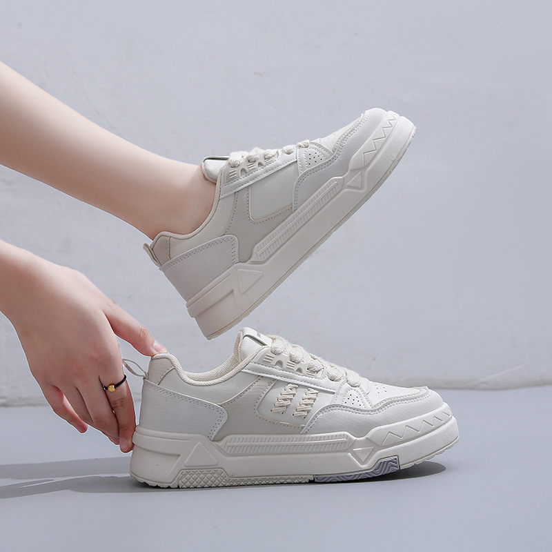 Women's Colorblock Platform Sneakers Lace Up Round Toe Breathable Skate Shoes Casual Walking Shoes