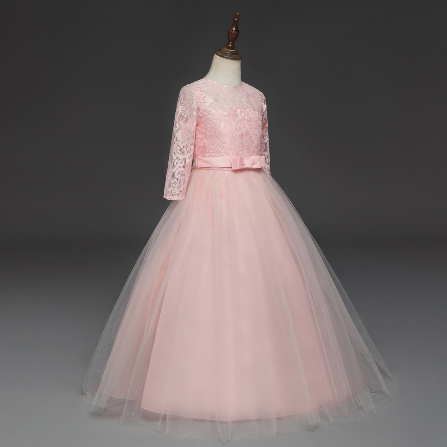 Modern Floral Princess Prom Dress for Girls – Luxe Lace Overlay + Voluminous Tutu Skirt