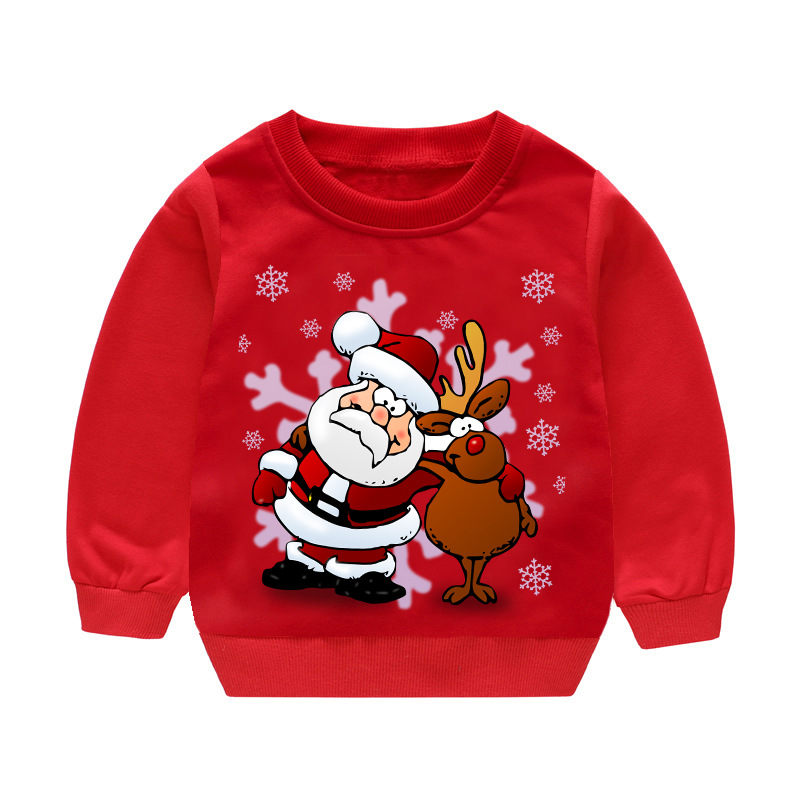 Spring Autumn Fashion Girls Santa Claus Print Sport Our Middle Hoodie Jacket Kids Long Sleeve Casual Hooded Sweatshirt