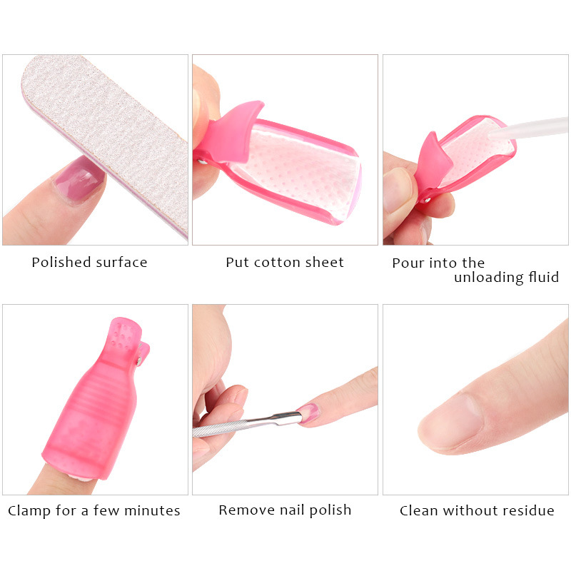 10pcs Ergonomic Nail Art Soak-Off Clips – Soft-Tip, Wide-Aperture Plastic Wrap Tools for Fast, Mess-Free Gel Polish Removal