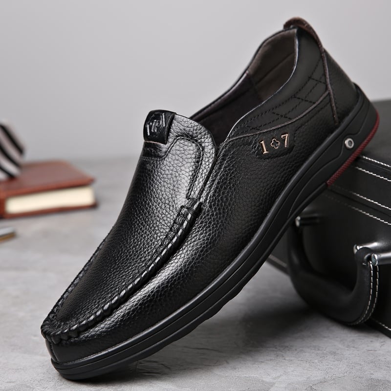 2025 Newly Men's Genuine Leather Shoes Size 38-47 Head Leather Soft Anti-slip Driving Shoes Man Spring Leather Shoes