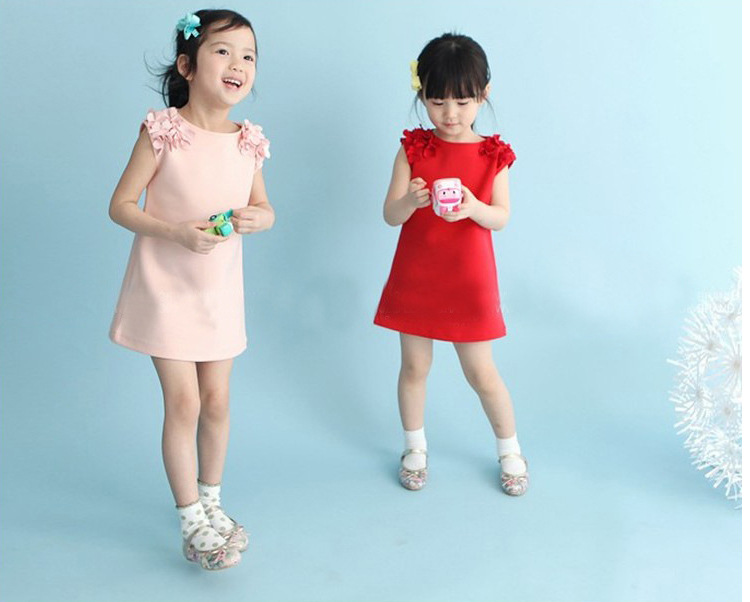 Cherubear girls clothing baby children round neck flower vest dress