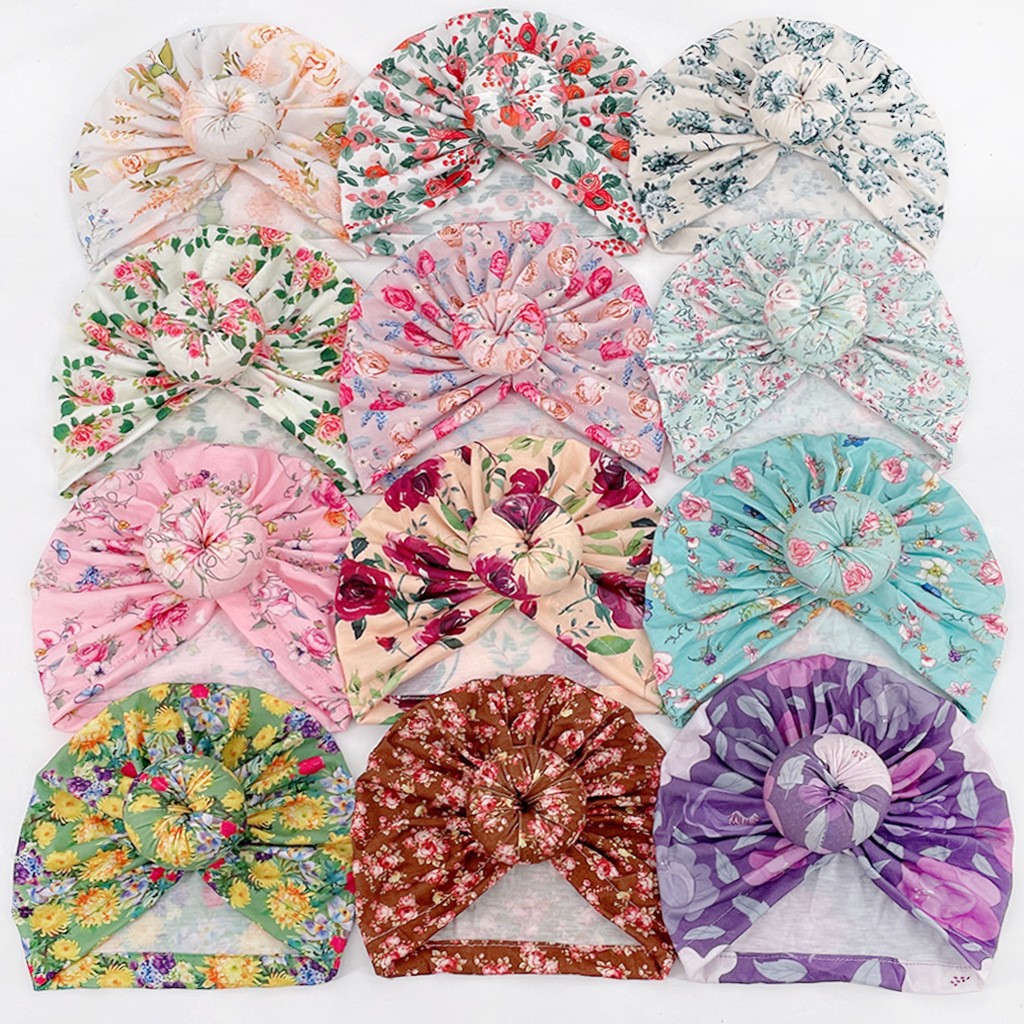 Baby Girl Hat Newborn Soft Cute Floral Cap for Toddler Infants Turban Hat random color