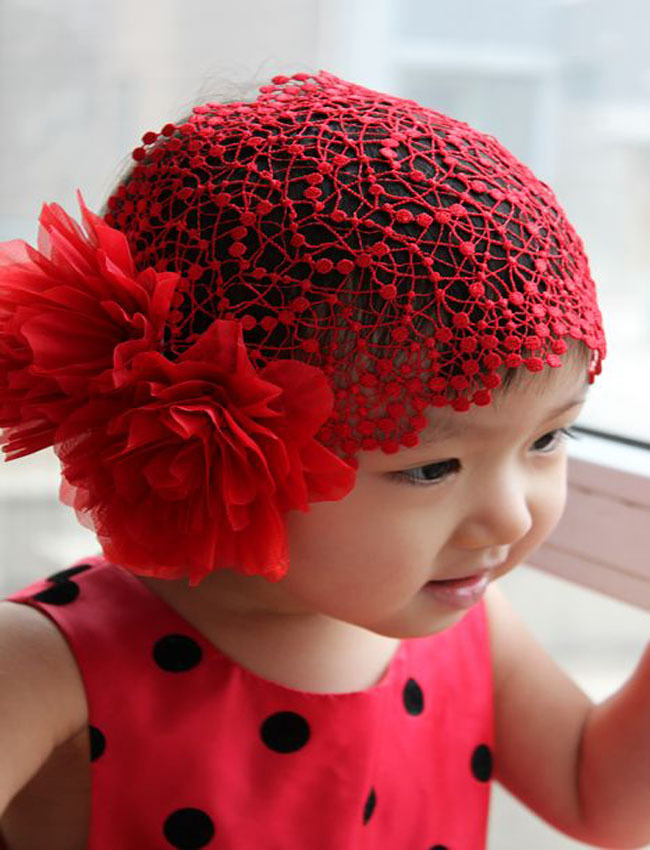 Baby hair band girls hair accessories baby children double flower headwear lace wide headband