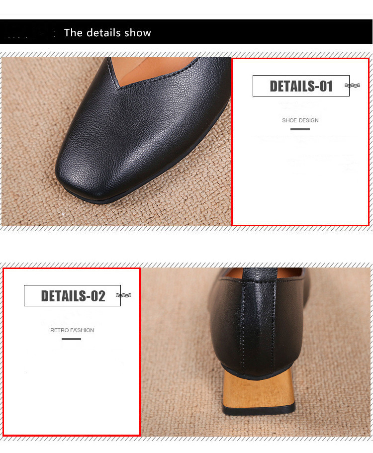 High Heel Single Shoe Women's 2023 New Fashion Shallow Mouth Square Head One Step Retro Thick Heel Large Size Work Shoes