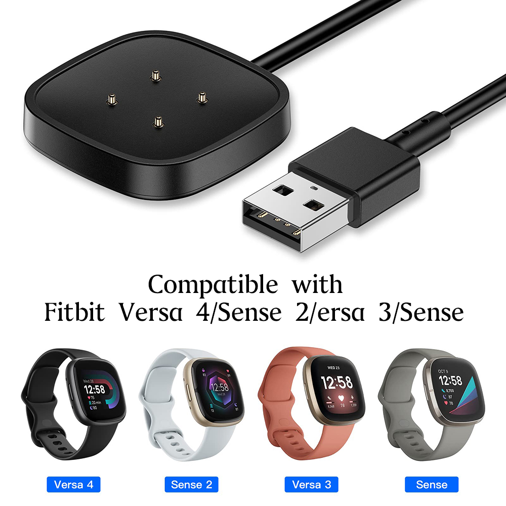 1PCS For Fitbit Versa 3 / 4 Smart Watch USB Charging Cable Adapter For Fitbit Sense Charger Dock Replacement Accessories Black
