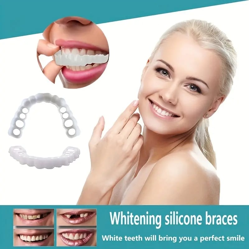 2-Piece Silicone Whitening Teeth Covers – Realistic Upper & Lower Dental Simulation Set