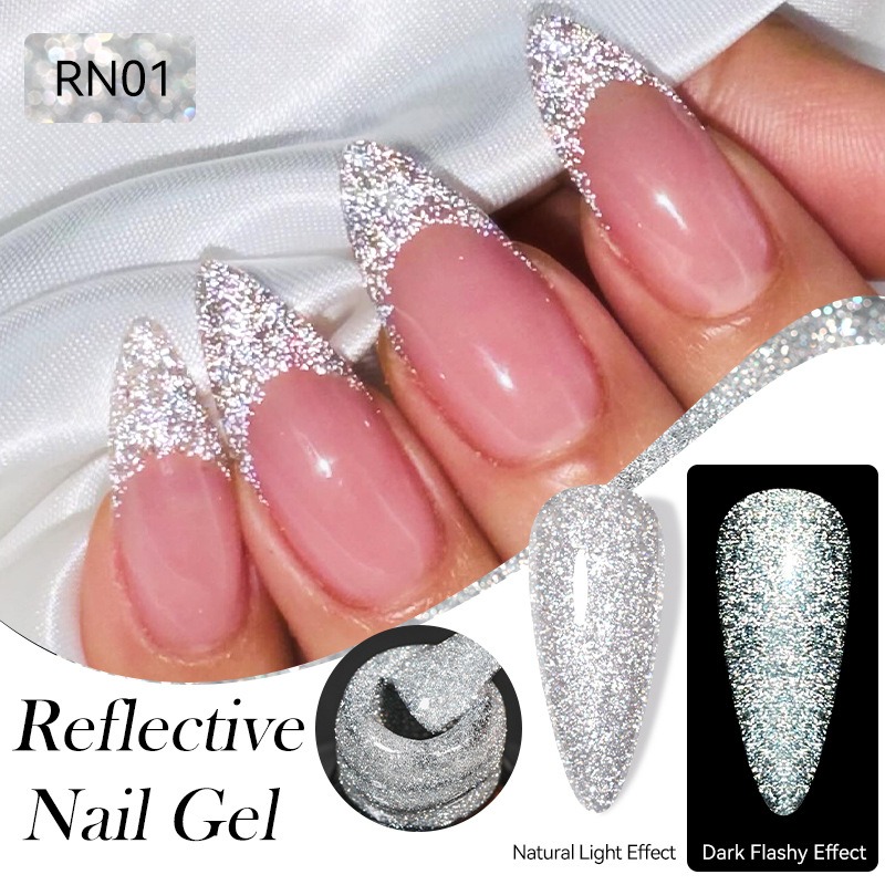 7ml Pink Fluorescent Reflective Gel Nail Polish Glitter Neon Semi Permanent UV LED Gel Nail Art Varnish Manicure