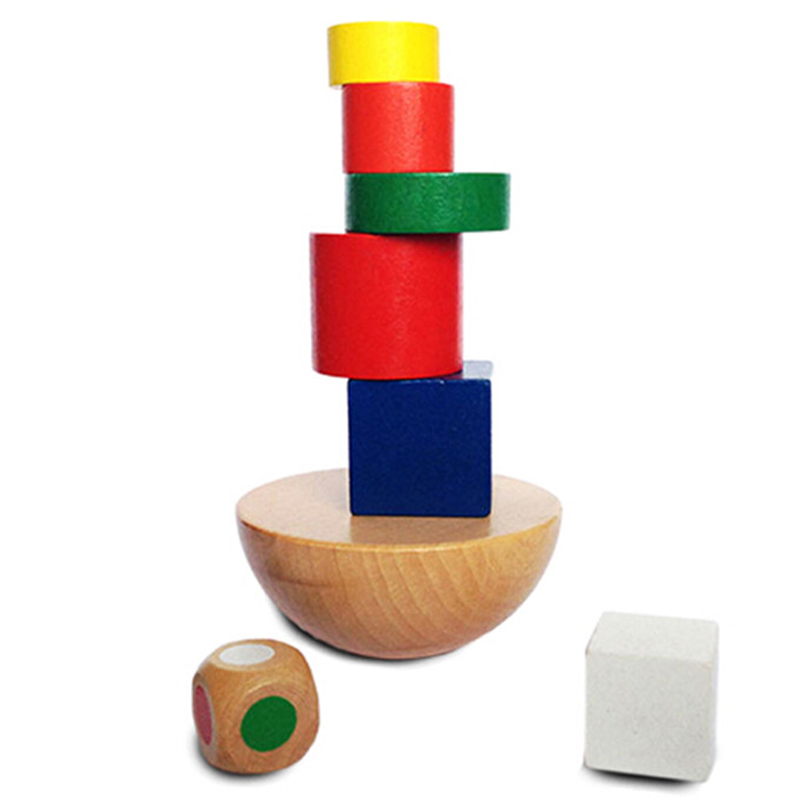 1 Set Wooden Geometric Puzzles Baby Kids Toys Montessori Balancing Game Toys for Children Educational Cognitive Learning Toys