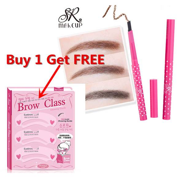 SHWX Eyebrow Pencil Longlasting Waterproof Durable Automaric Eye Brow Liner+3 Eyebrow Shaping Stencils Grooming Kit Makeup Tools