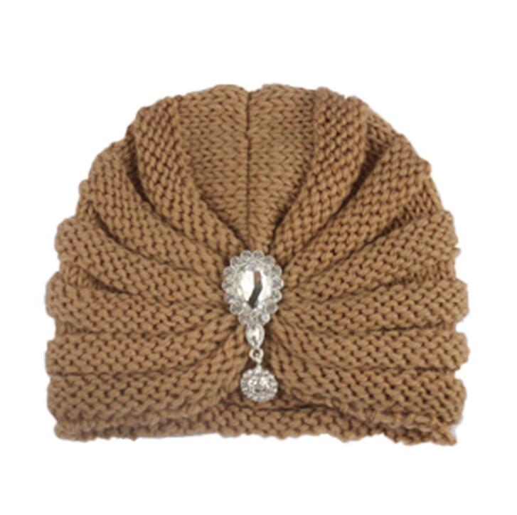 Baby knitted warm cover cap children's wool with drill hat