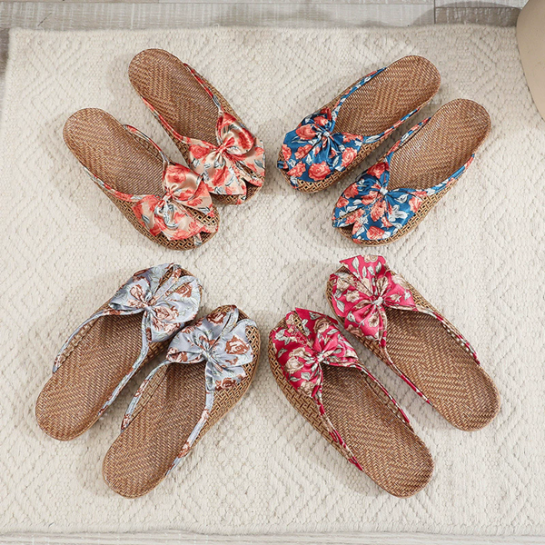 New rattan grass slippers for home, men and women, summer couples, breathable indoor rattan grass flooring, and cool slippers