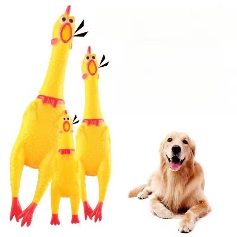 1PCS Screaming Chicken Squeezing Sound Toy Pet Dog Chewing Toy Durable And Fun Yellow Rubber Breathable Chicken