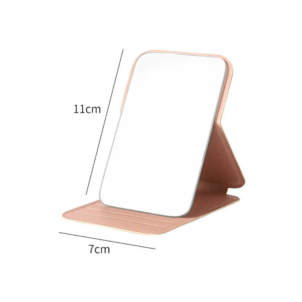 Solid Color PU Leather Simple Handheld Makeup Mirror