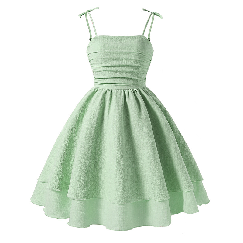 Summer Girls Dress Solid Color Sling Tiered Sleeveless Princess Dress For 8 9 10 11 12 Years Teen Girls Party Dress Costume