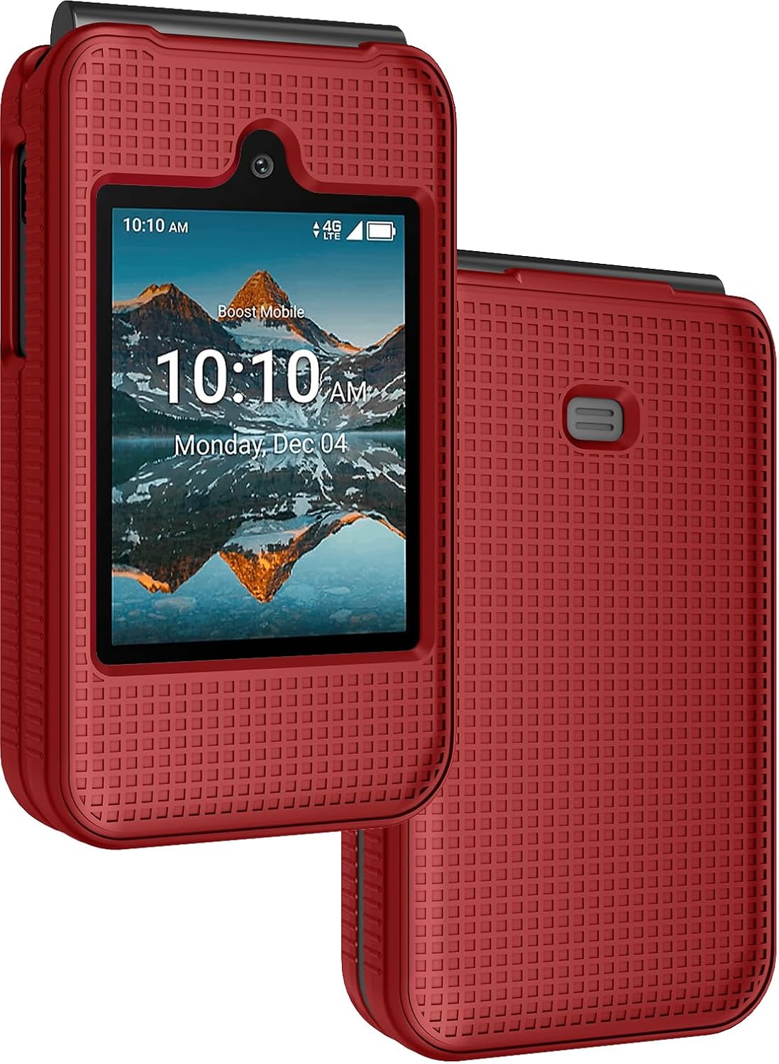 Nakedcellphone Case for Consumer Cellular Iris Easy Flip Phone/Boost Mobile Summit Flip 4G, Slim Hard Shell Protector Cover [Anti-Fingerprint, Grid Te
