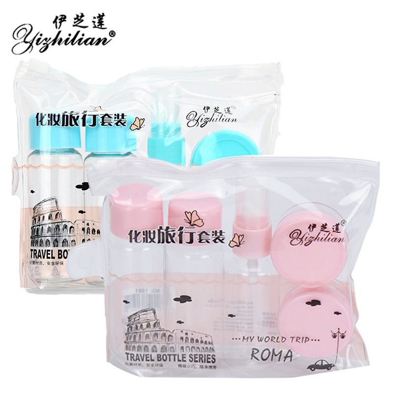 7pcs/Set water spray bottle travel empty pressed bottle shampoo cream lotion cosmetics bottles refillable bottles