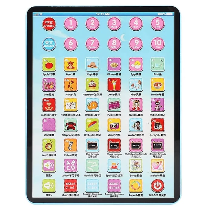 Chinese English Electronic Learning Tablet Funny Interactive Learning Study Toy