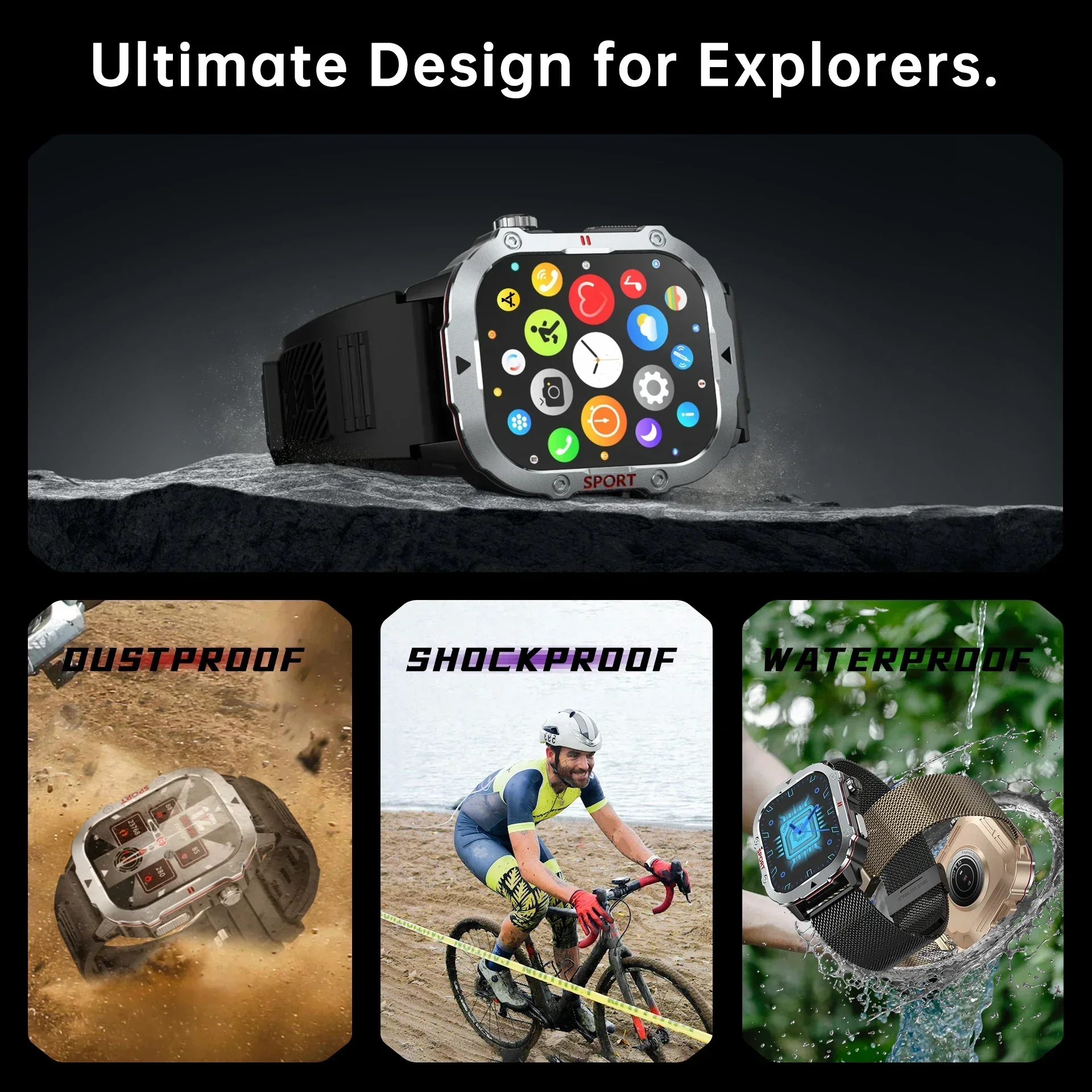 New Smart Watch Men Waterproof Outdoor Sports Fitness Tracker Health Monitor 2.19" BT Call Smartwatch