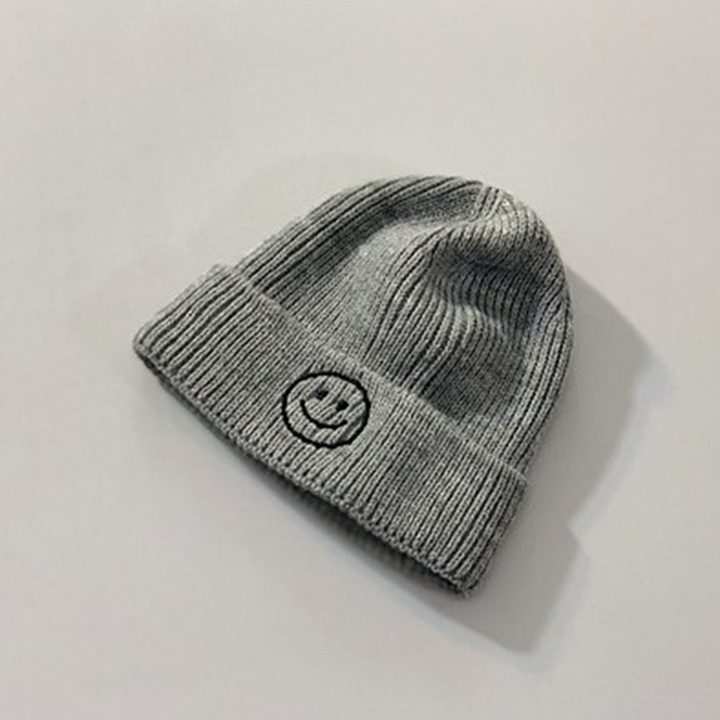 Baby Hat Solid Color Boy Girl Cartoon Smile Embroidery Winter Kids Knitted Hats Children Warm Beanies Child Caps For Babies