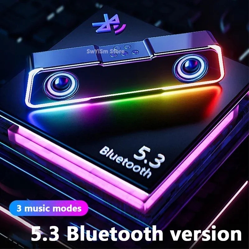 Fashion Colorful Lighting Desktop Computer Game Bluetooth Speaker For TV For Computer Caixa De Som Heavy Bass Home Theater Audio