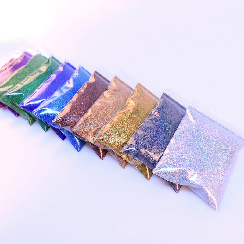 50g/bag Holographic Laser Nail Glitter Powder Sparkly Gold Silver Nail Fine Glitter Dust Nail Art Decorations