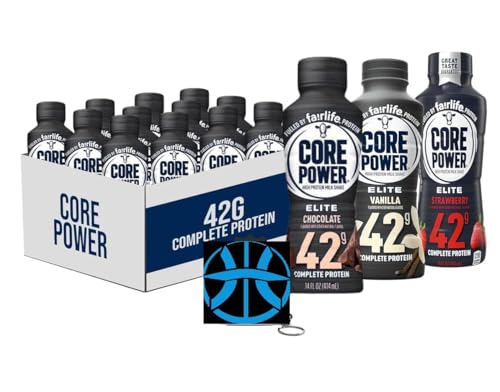 Fa!rlifePlan Power Core' Elite High Protein Milk Shake 42g (Pack of 12) 3 Flavor Pack - Chocolate, Vanilla and Strawberry 14 Fl bottles