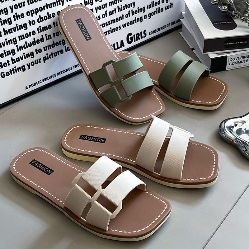 Stylish Women's Flats Solid Color Casual Square Toe Lightweight Breathable Summer Shoes