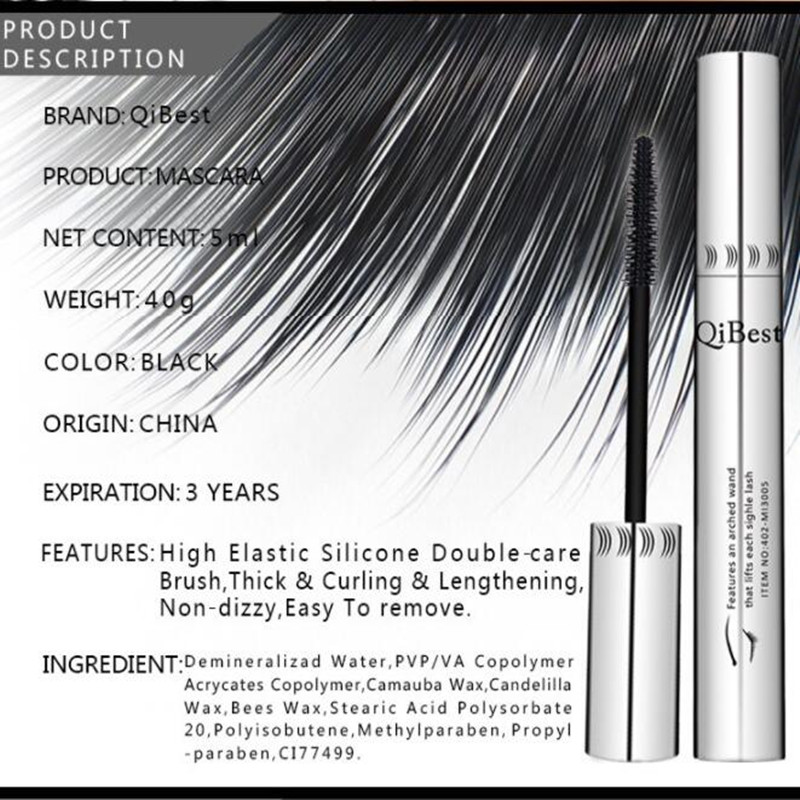 Black mascara 4d thick and long eye mascara waterproof silver tube silicone brush mascara professional cosmetics