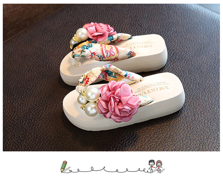 Summer new non-slip children's flip flops girls fashion beach shoes pinch sandals women flower slippers women's outer