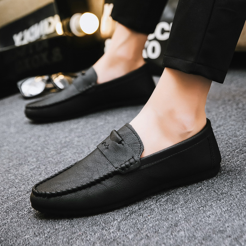 Doudou shoes men's trend new casual leather shoes summer breathable lazy one pedal soft bottom driving men's shoes
