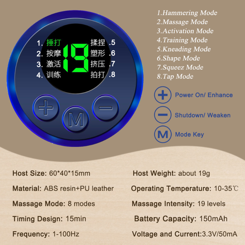 Mini Electric Pulse Neck Massager 8 Modes 19 Gears Back Shoulder Muscle Pain Relief Tool Body Massage Relax Fitness Ins