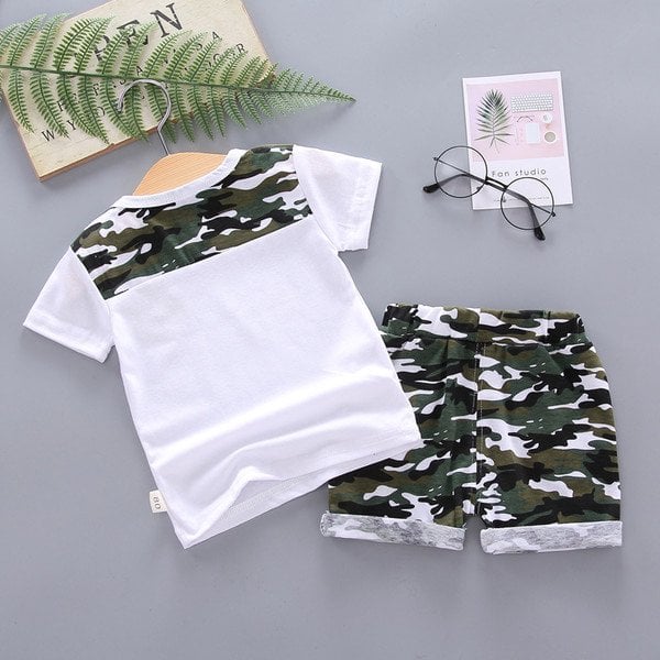 New summer casual version of men and women baby short-sleeved boys shorts two-piece baby children's suit tide