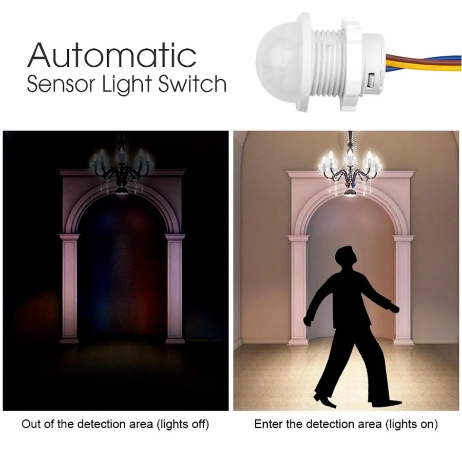 1pc AC 220V 110V LED PIR Infrared Detector IR Infrared Motion Sensor Switch Adjustable Time Delay Switch