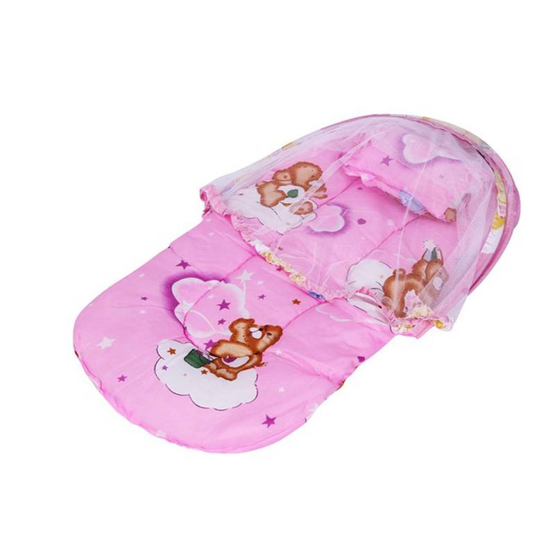 New Summer Baby Mosquito Insect Cradle Net With Portable Folding Canopy Cushion+Cute Pillow Mattress Infant Bedding Accessories