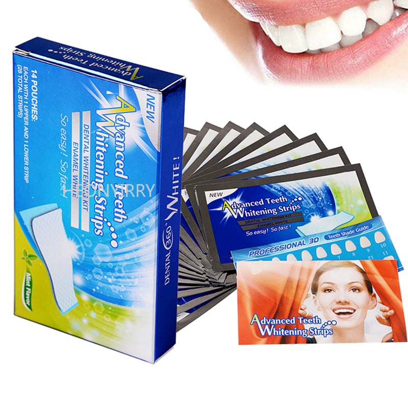 Teeth Whitening Strips Stain Removal White Gel Tooth Kit Oral Hygiene Care Clean Strip Bleaching Tools 14pcs 7 pairs
