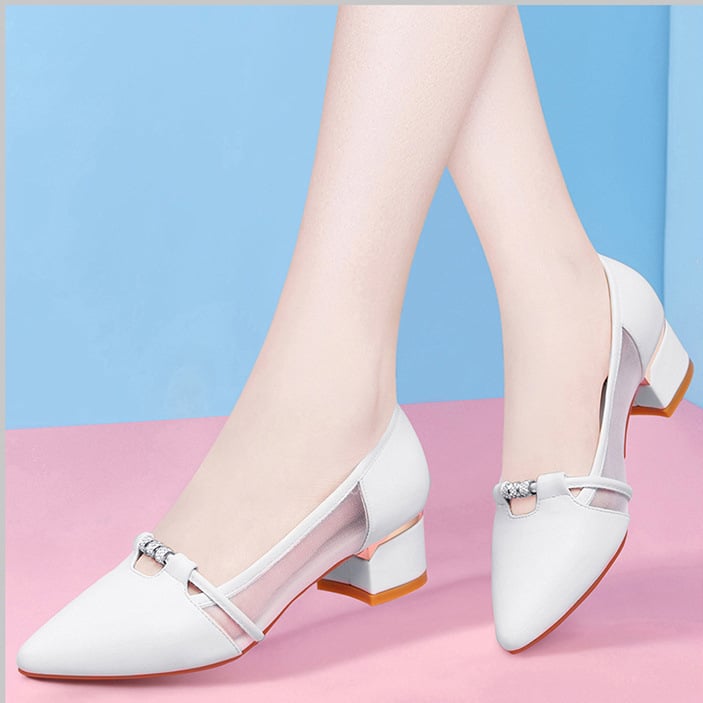 Female Fashion Green Breathable Hollow Out High Heel Shoes Women Classic Black Office Pumps for Spring Summer