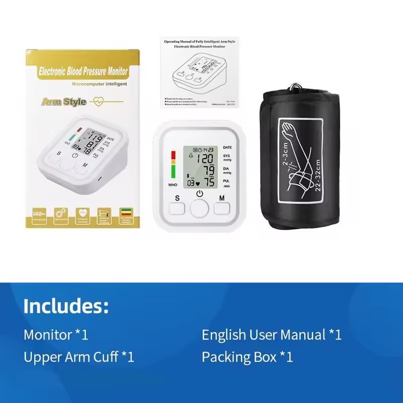 French Voice Digital Arm Blood Pressure Meter Medical Pressure Tonometer Tensiometer Baumanometer Pulse Sphygmomanometer