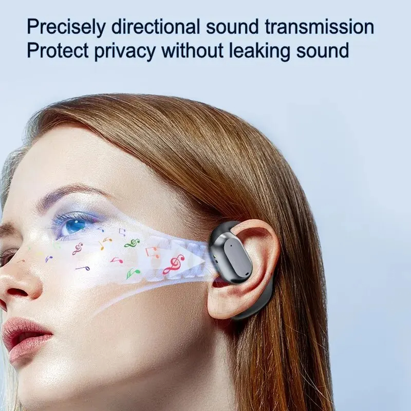New Ear Clip-on Wireless Headset Long Battery Life Non-In-Ear NoiseReduction Large Screen LED Digital Display Wireless Head