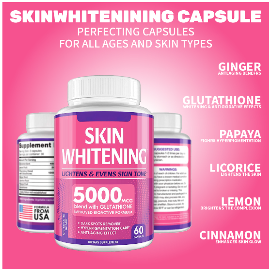 Skin Whitenining capsule Skin Brightening White 5000 MCG glutathione capsule
