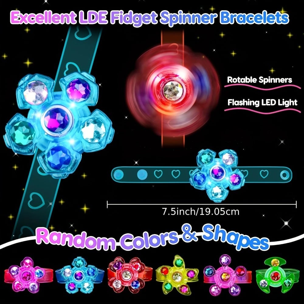 10 LED Luminous Fidget Spinner Bracelet, Kids Party Favor Gift Bag Filler Luminous Party Supplies Return Gift Carnival Gifts