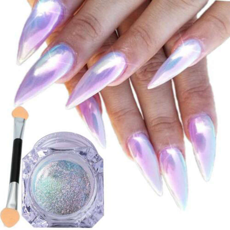 Color-Change Neon Aurora Mermaid Nail Art Glitter Powder Mirror Effect Chrome