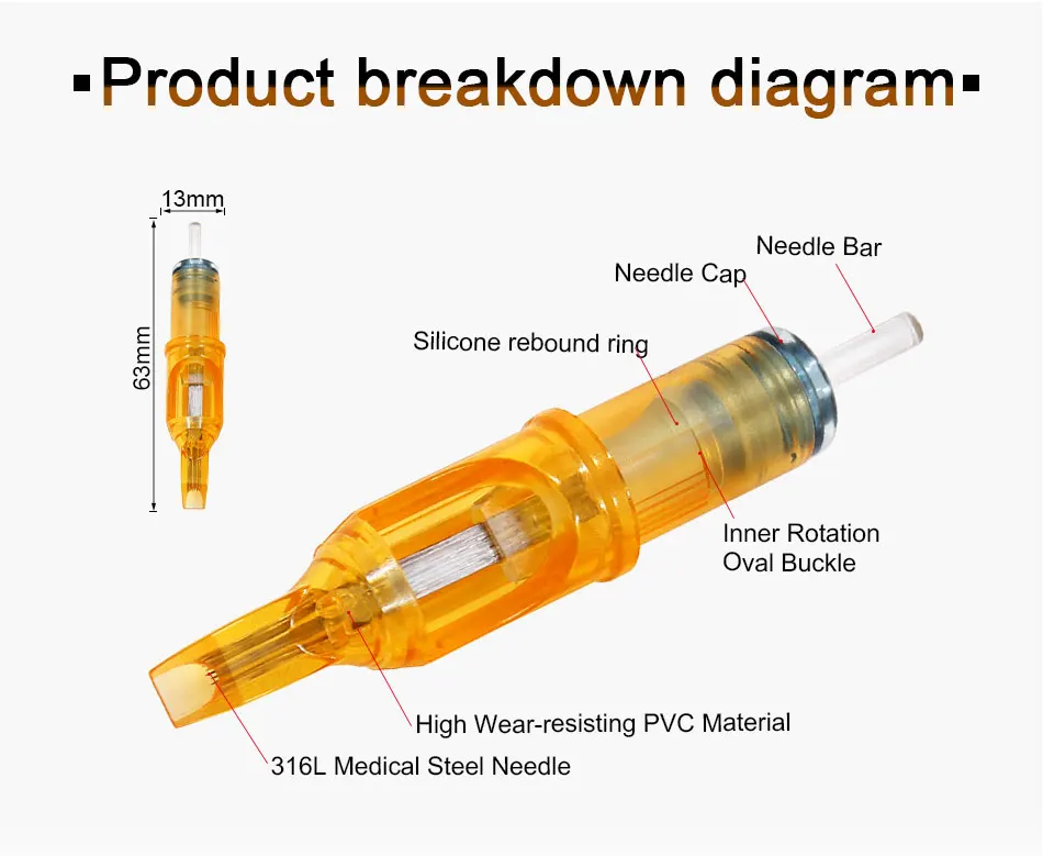 20pcs/box Sterilized Disposable Semi-Permanent Makeup Tattoo Cartridge Needle Tools RL/RM/M1/RS Tattoo Gun Supplies