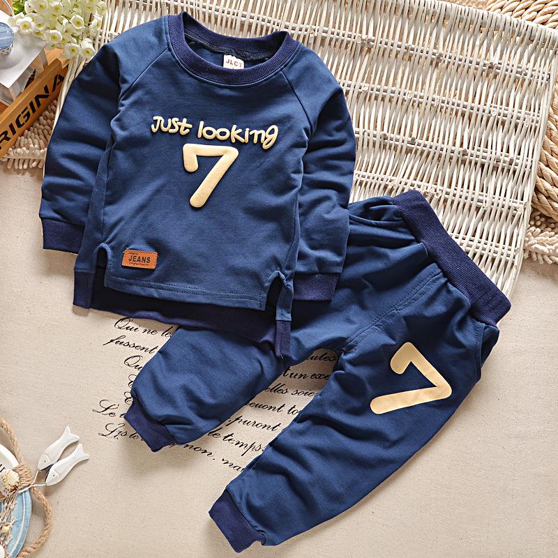 Autumn Spring Baby Boys Clothing set Casual Sport Letters Cartoon Bear Tracksuit Infant Toddler Girls Clothes Top T shirt +Pants
