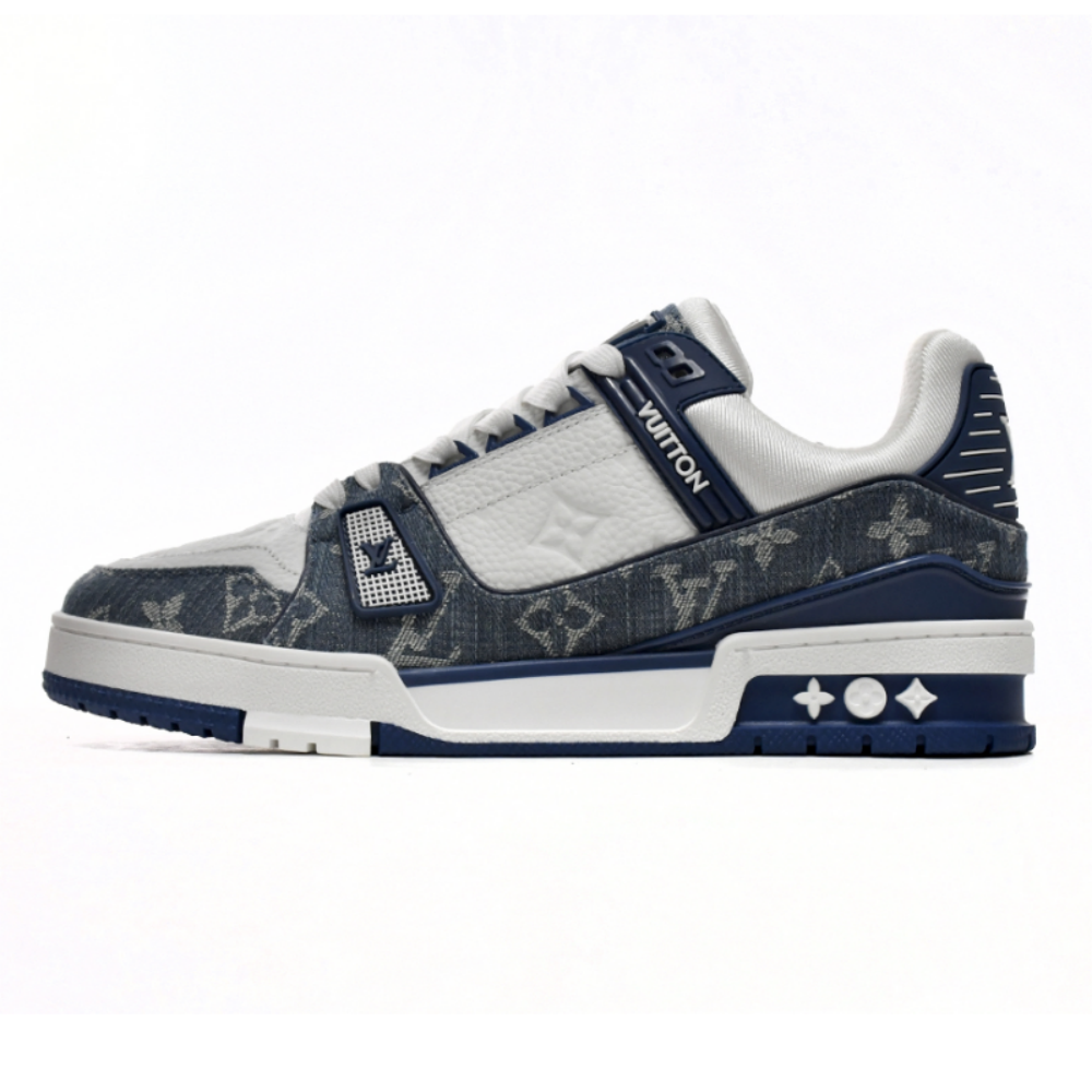 Louis Vuitton LV Couple Sneakers Low Top Culture Versatile Men's Basketball Shoes Fashion Casual Ladies Sneakers Denim Blue