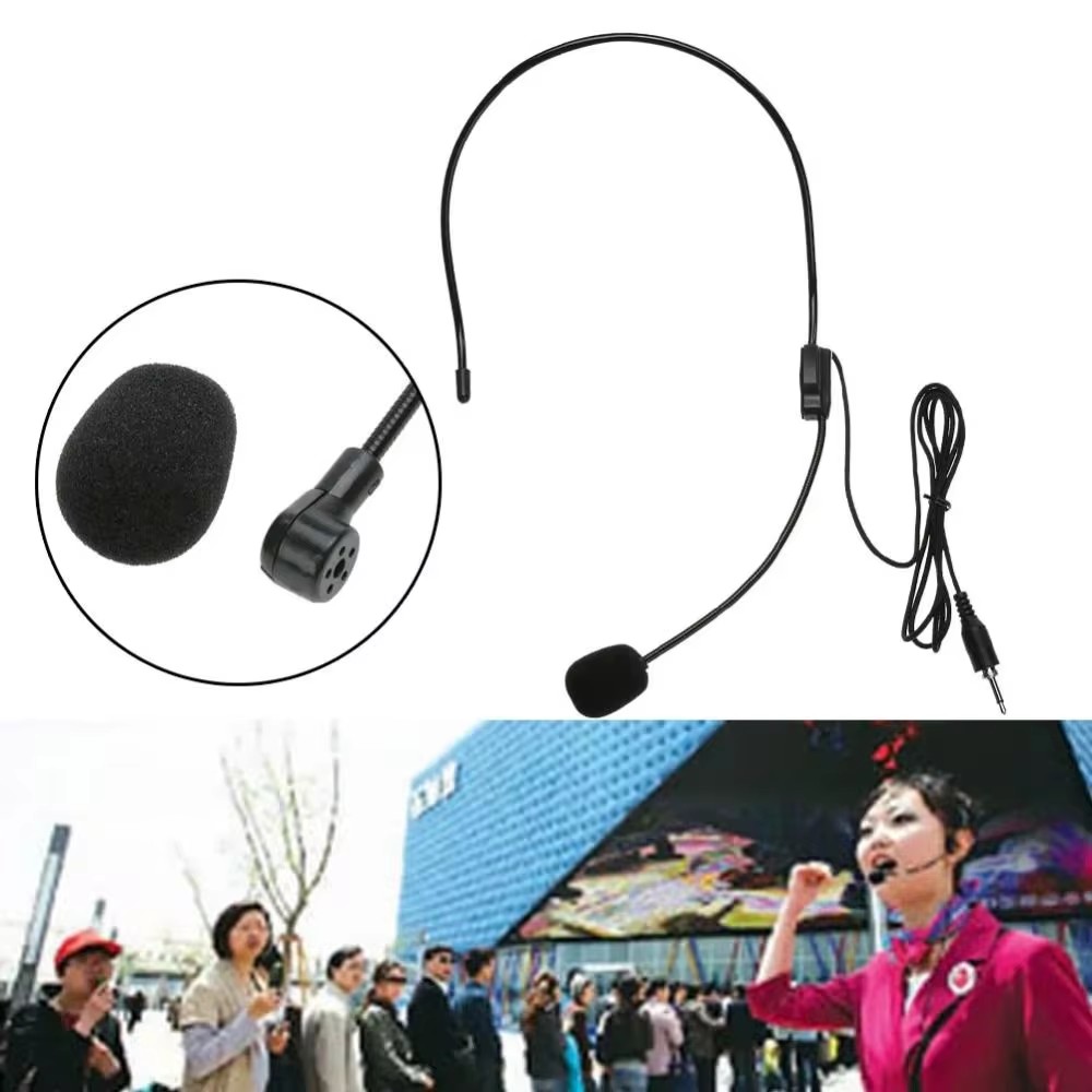Head-mounted Wired Microphone New 3.5mm Plug Flexible Speech Headset Mic Portable Interview Speech Headset Microphone
