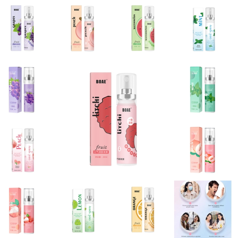 20ml Fresh Lasting Mouth Spray Mouth Freshener Oral Odor Treatment Oral Remove Bad Breath Fruit Litchi Peach Flavor