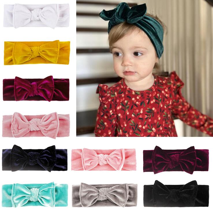 New style children's hair band golden velvet bow scarf baby hair accessories